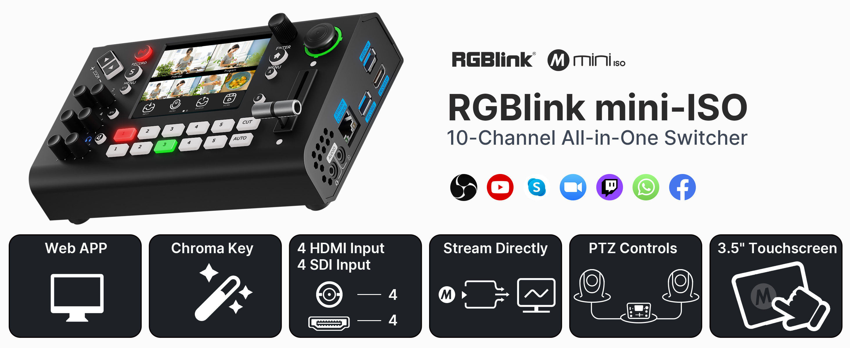Amazon.com: RGBlink mini-ISO Video Switcher for Live Streaming, 10